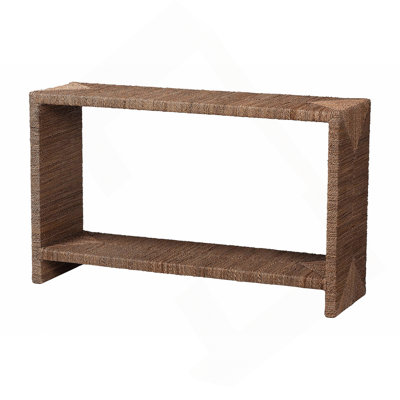 Console bohémienne en bois d'acacia et en bois d'acacia avec tablette ouverte, parfaite pour un rangement et une présentation élégants.