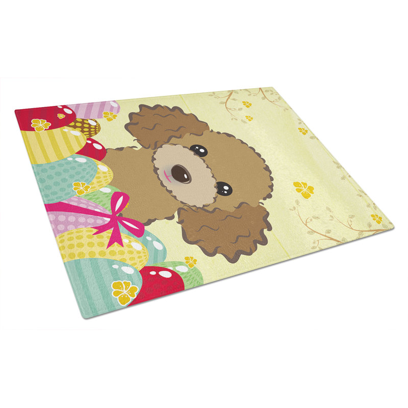 Planche à découper en verre trempé à caroline de pâques, Caniche brun chocolat