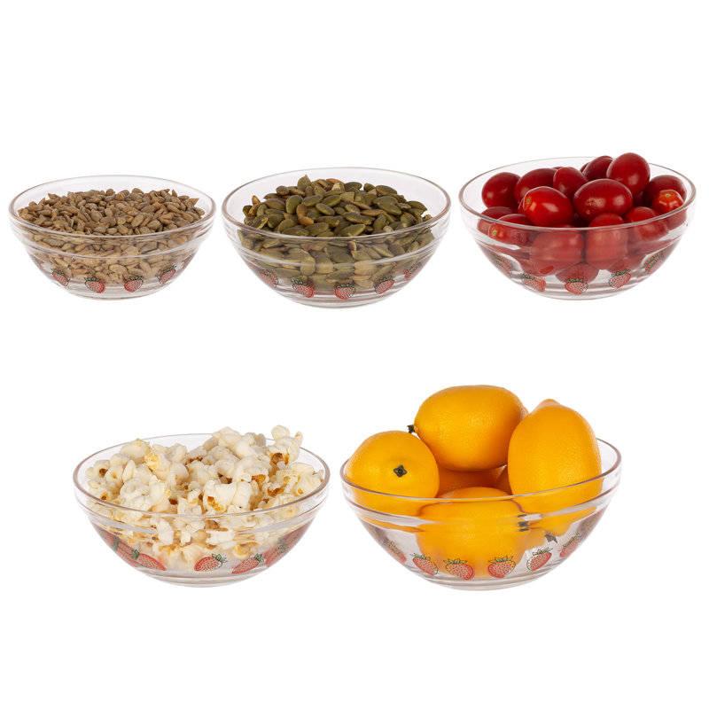 20-Piece Glass Bowls with Lids Set - Strawberry Design Mixing Bowls Set with Multiple Sizes