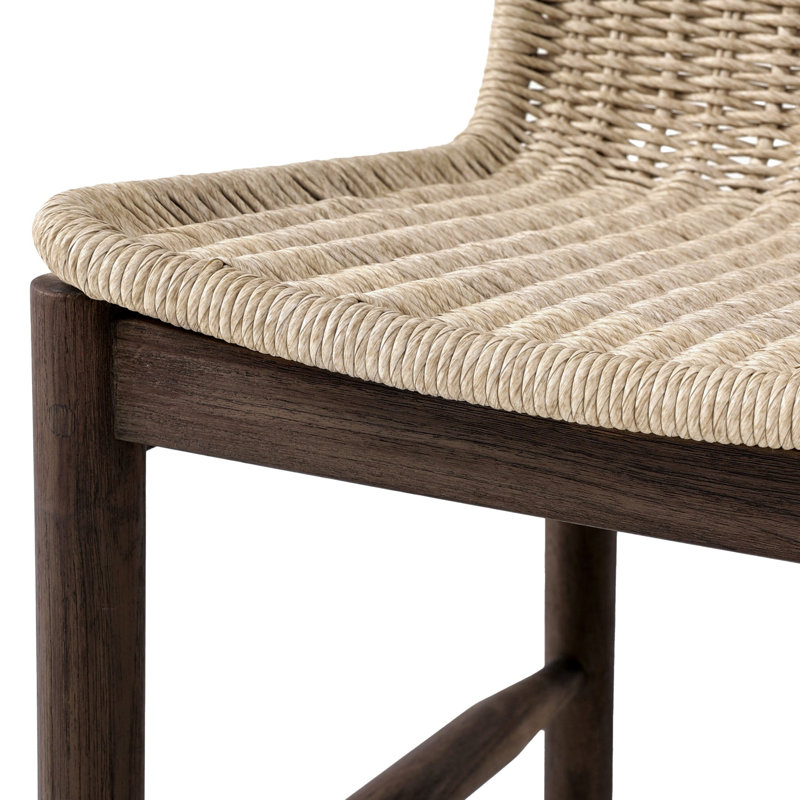 Dume Outdoor Dining Chair, White/Brown