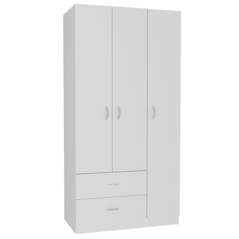 Armoire trois portes Clark, chambre, Blanc