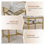 Bar Table Set with 2 Bar Stools, Counter Height Kitchen Bar Furniture with Backrest, Modern White & Gold Compact Bar Set for Small Spaces