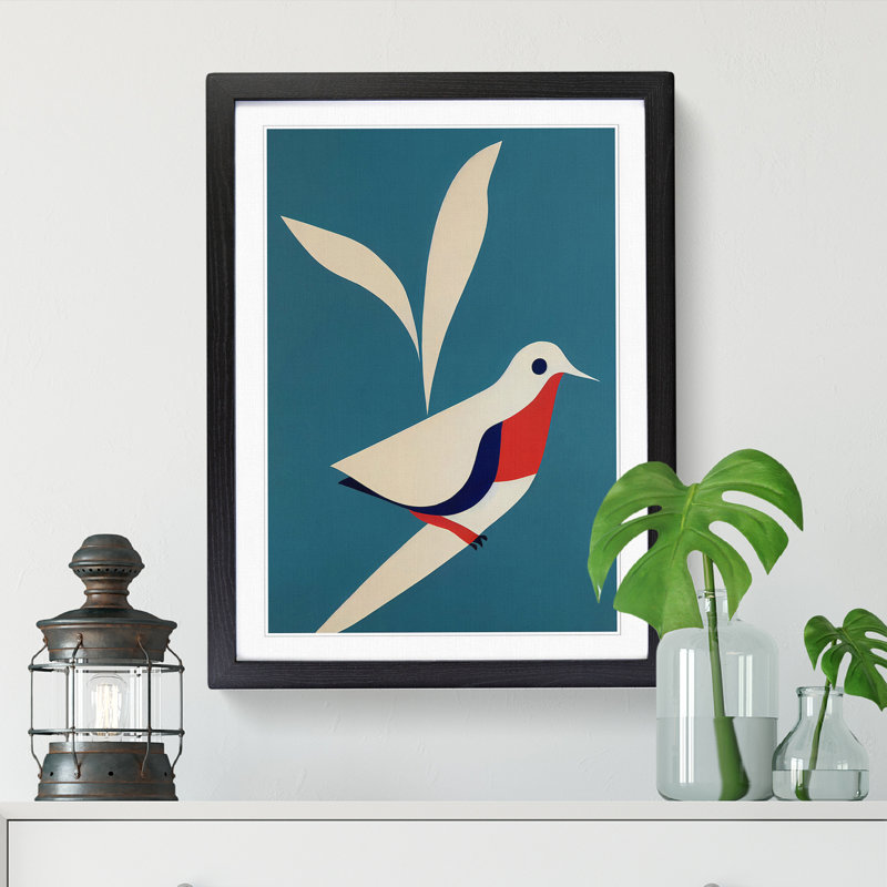 Anilya Dove Bird Minimalism 1 Piece Wall Art, 46cm H x 34cm W x 2cm D, Walnut