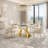 68.9" Luxury Rectangular Tempered Glass Dining Table for 6-8, Modern Kitchen Dinner Table with Mirrored Gold Stainless Steel Pedestal Base for Dining Room