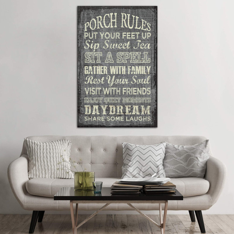 Porch Rules by Erin Clark - Wrapped Canvas Print, 20.32 cm H x 30.48 cm W