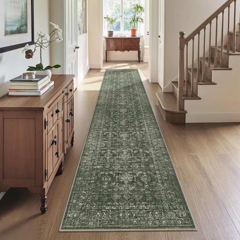 Floral Machine Tufted 120cm X 24cm Area Rug