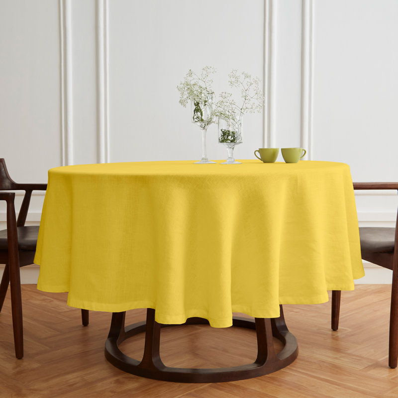 Sonoma - 100% Pure Linen Round Tablecloth (Prewashed), 60" Round, Yellow