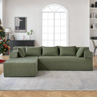 105 in L-Shaped Modular Sectional Sofa with Chaise, Modern Minimalist Deep Seat Couch, No Assembly Needed