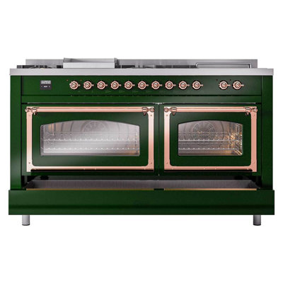 ILVE Nostalgie II Noblesse 60 in Dual Fuel Range 7 Burner, Griddle, Frenchtop
