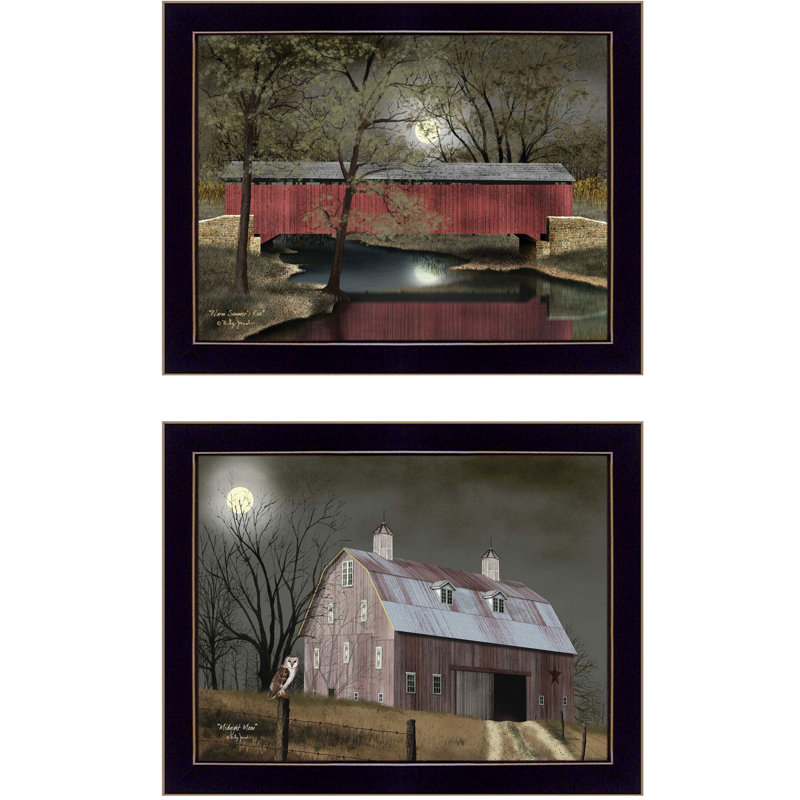 Art mural encadré vignette 2 pièces Midnight Moon par Billy Jacobs