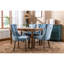 Chaise haute en velours bleu Sw2001lb avec rivets décoratifs et pieds en bois-240074593