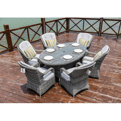 Arverne Oval 6 - Person 71" Long Dining Set with Cushions by Canora Grey