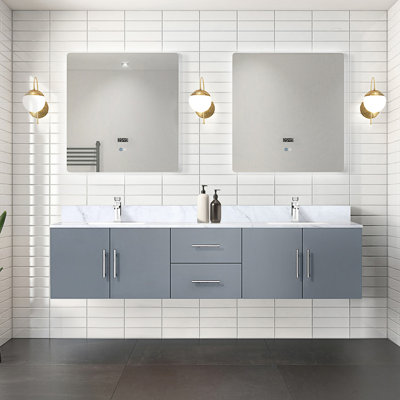 80 In. W X 22 In. D 4 Door Double Bath Vanity With Carrara Marble Top