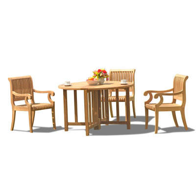 Massenburg 4 Piece Teak Dining Set by Rosecliff Heights