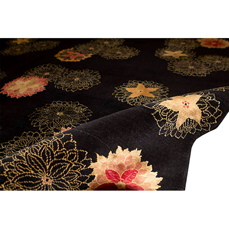Dharma Floral Area Rug in Black, Rectangle 8' x 10'