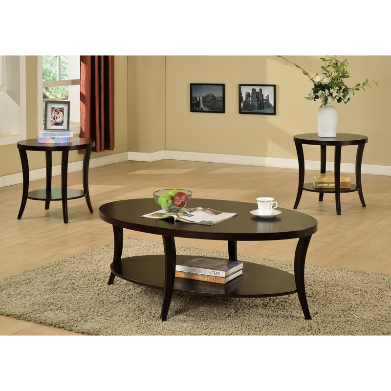 3 tables basses et tables de bout en bois de bouleau, Brun