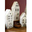 SET OF FIVE WOODEN VILLAGE - WHITEWASH
