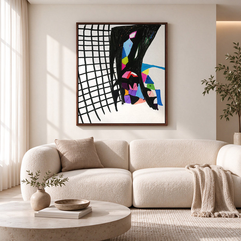Art mural sur toile noire, H 20 po x l 16 po, Structure en chêne