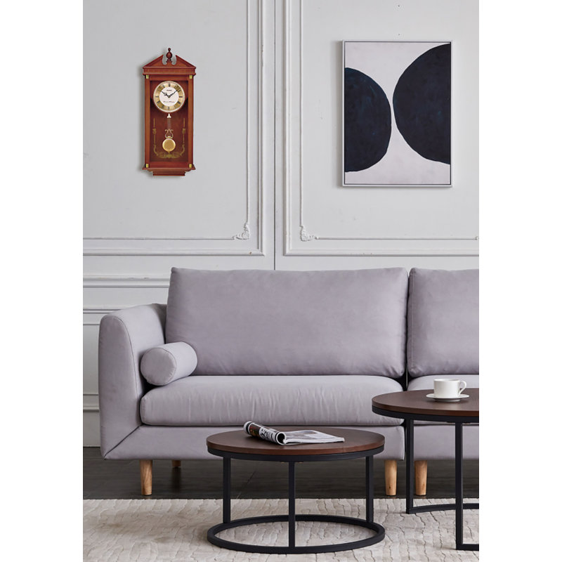 Regal Oak Wall Clock with Gold Pendulum and Chimes