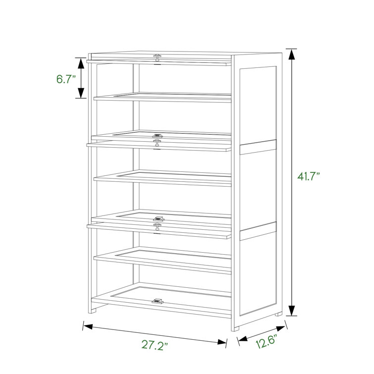 MoNiBloom Bamboo 7-Tier Shoe Organizer Rack Cabinet Storage Space Roofless 24-Pair Heels Boots, Hallway Entryway, Brown