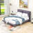 Queen Size Upholstered Platform Bed with Motion Sensor Lighting and Built-In Charging Station-1681848690