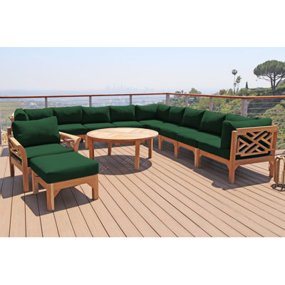 Monterey Teak 10 - Person Patio Conversation Sets with Sunbrella® Cushions