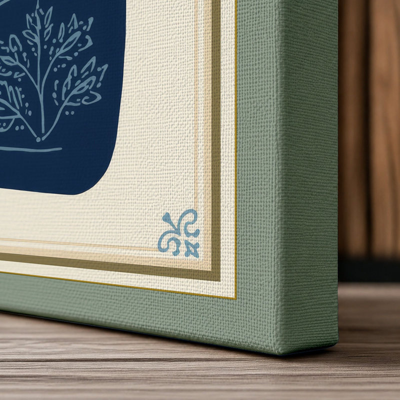 Botanical Cat Boho - Wrapped Canvas, 36x24 - 91.4 x 61.0 cm, Sage Border
