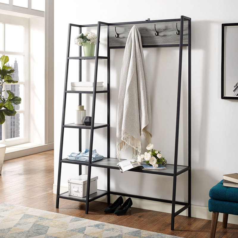 Portemanteau avec rangement pour chaussures Ennassim, Gris ardoise