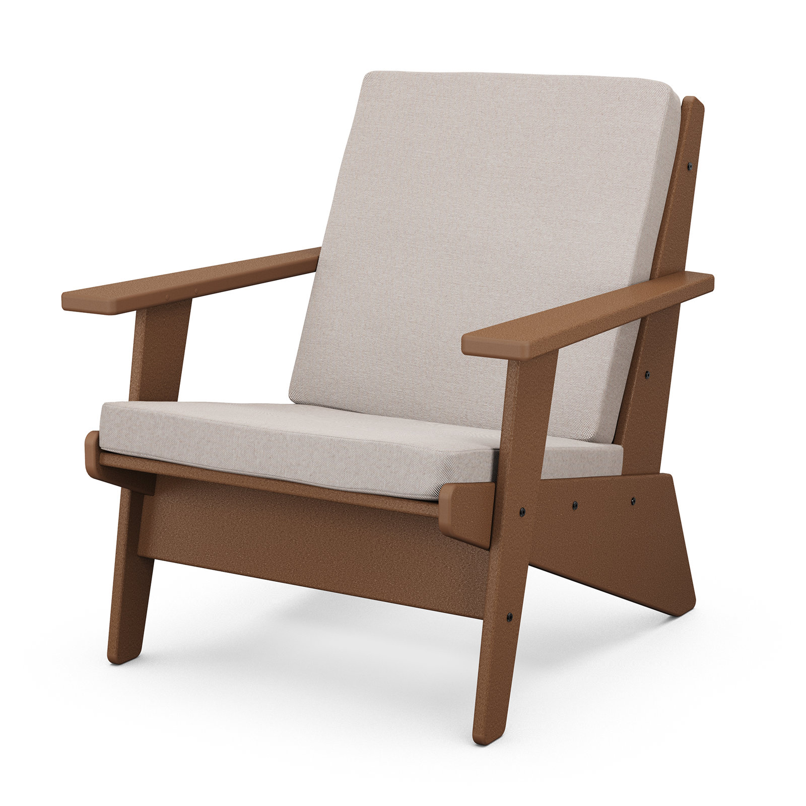 Riviera Modern Lounge Chair, Dune Burlap, Teak