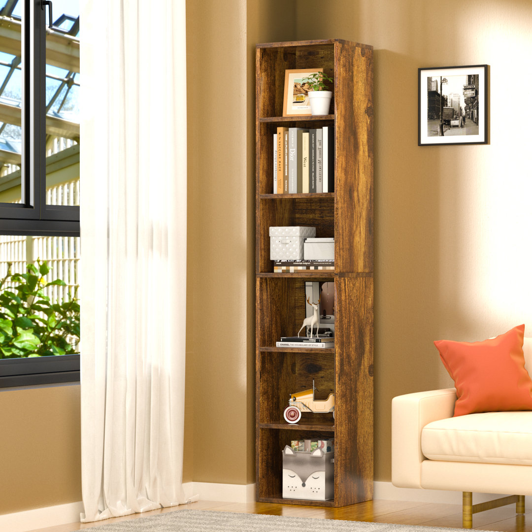 Imron Narrow Bookcase, Tall Corner Bookshelf for Bedroom, Living Room, Study Ebern Designs 