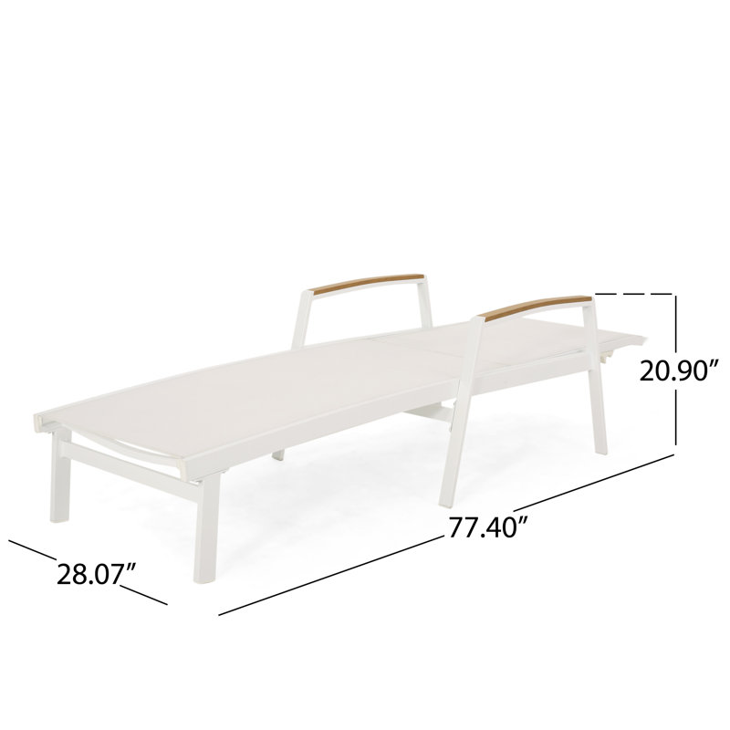 Burnam Outdoor Metal Chaise Lounge Set with Table, White