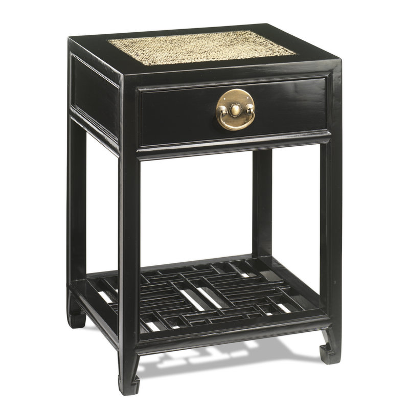 Hangzhou 45cm W Solid Wood Bedside Table, Warm Elm