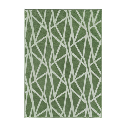 Tapis vert abstrait à motif abstrait 5 pi x 7 pi Beil