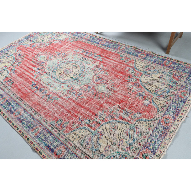 Tapis turc rétro fait à la main - Grand tapis antique vieilli pour la décoration