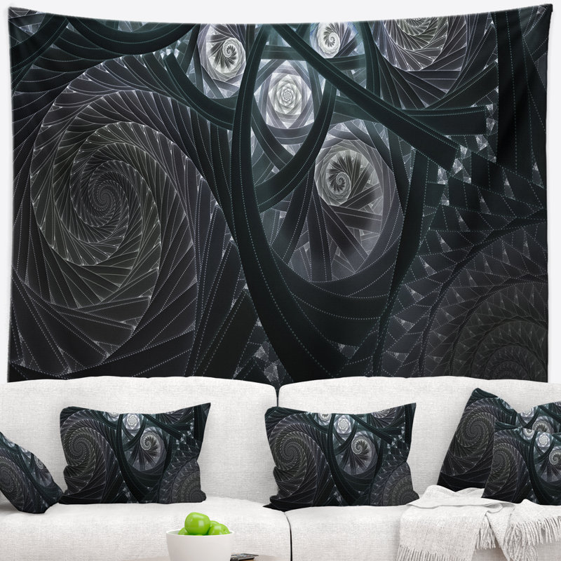 Tapisserie digitale floral en spirale floral foncé, H 32 po x l 39 po