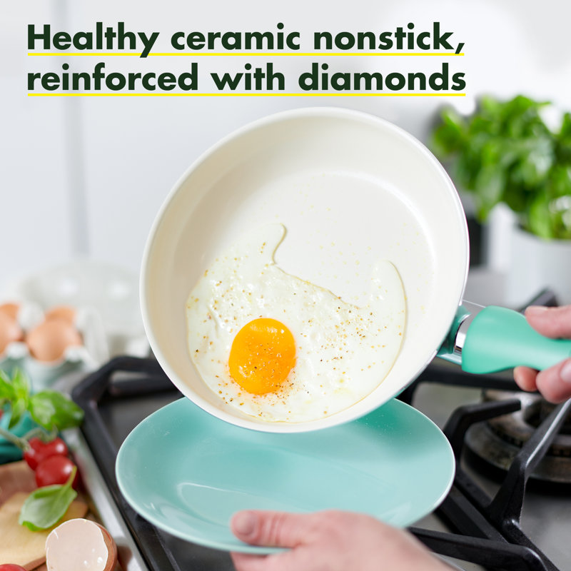 GreenPan Rio Healthy Ceramic Nonstick Frying Pan, 12" W, Turquoise