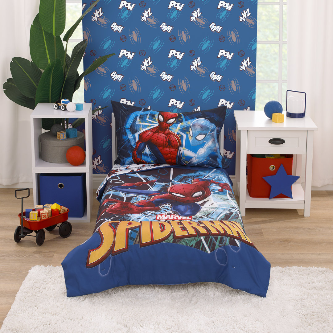 Spiderman To The Rescue 4 Piece Toddler Collection Toddler Bedding Set (Set of 4) 