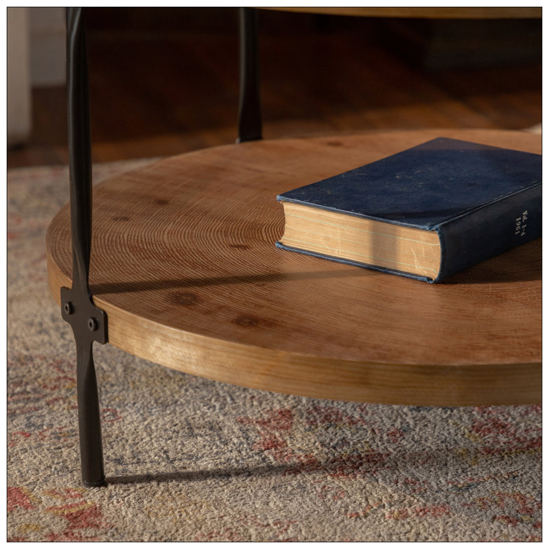 Table basse ronde à deux plis, fabriquée à la main, en relief, à piédestal, en bois, en forme d'olive, pour le salon