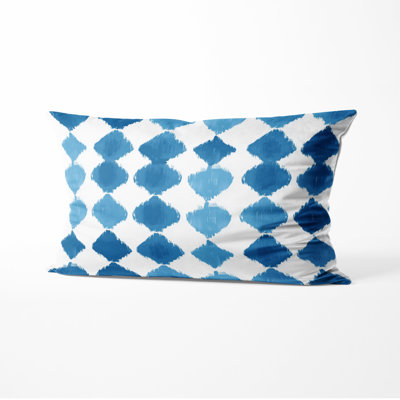 Coastal Cushion - Beach Blue And White Ocean Ikat Printed Throw Pillow