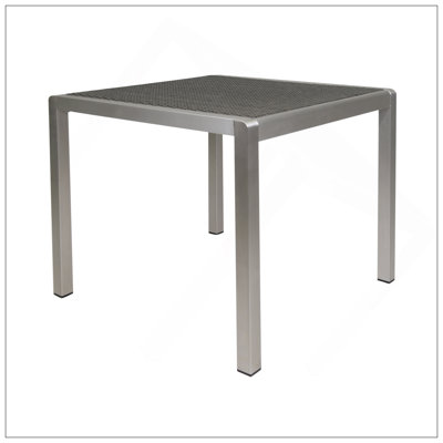 Table de salle à manger d'extérieur - Aluminium anodisé - Plateau en osier - Carré - Argent et gris - 35 po