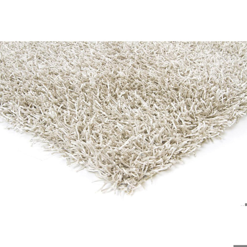 Heston Authentic Hand Woven Handmade Silver Modern Abstract Polyester Shag Area Rug