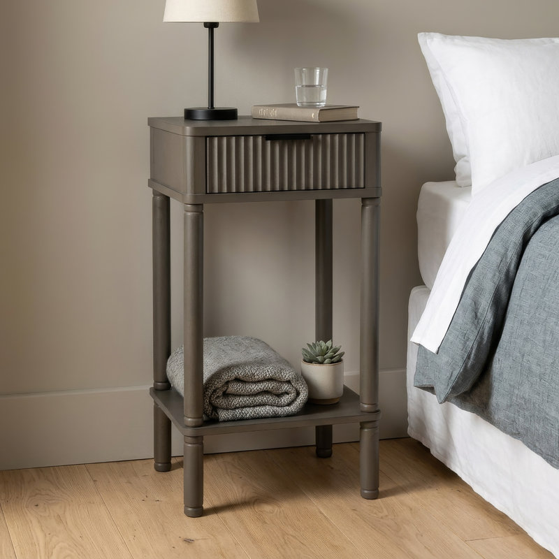 Solid Wood End Table, Olive Brown