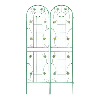 2 Pack Metal Garden Trellis 86.7" X 19.7" Rustproof Trellis For Climbing Plants Outdoor Flower Support Green