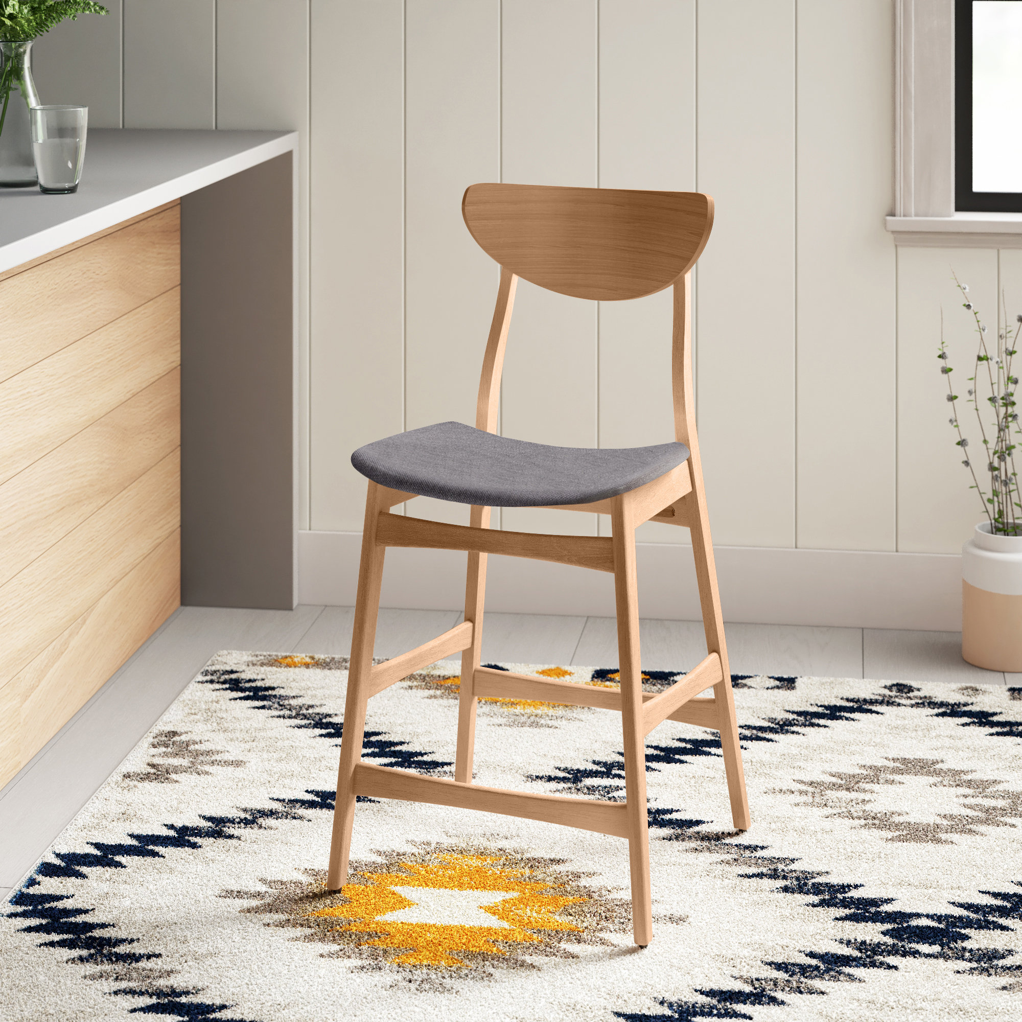 Fitz 24" Counter Stool, Oak, Dark Gray