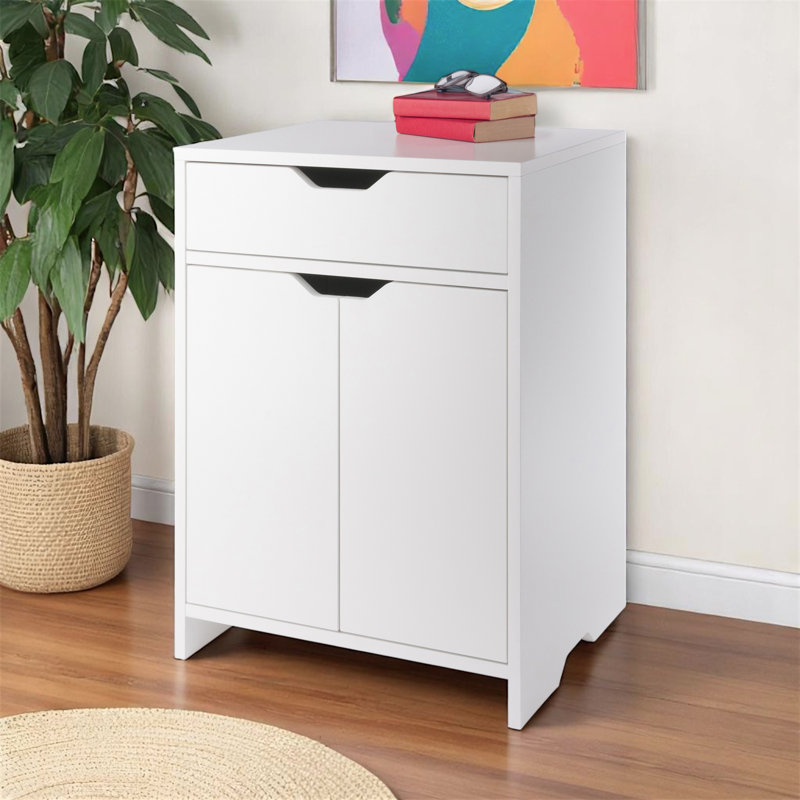 Orion White Finish Storage Cabinet with 1 Drawer, 26.14'' H X 19.09'' W X 15.70'' D, White
