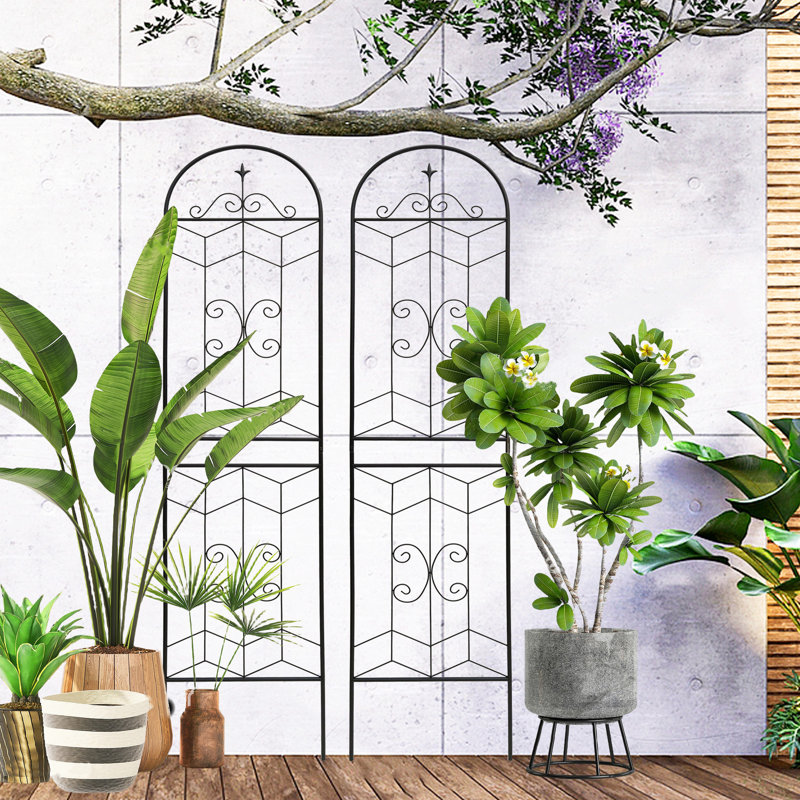 2 treillis de jardin en métal 86,7 po x 19,7 po, antirouille pour plantes grimpantes, noir, installation simple, et efficace 86,7 po x 19,7 po, plantes grimpantes pour l'extérieur, installation facile, construction