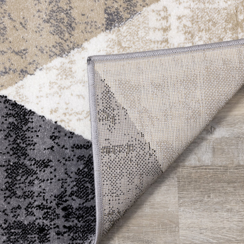 Tapis intérieur crème / brun / noir Asimina, Rectangle 2 pi 8 po x 4 pi 11 po