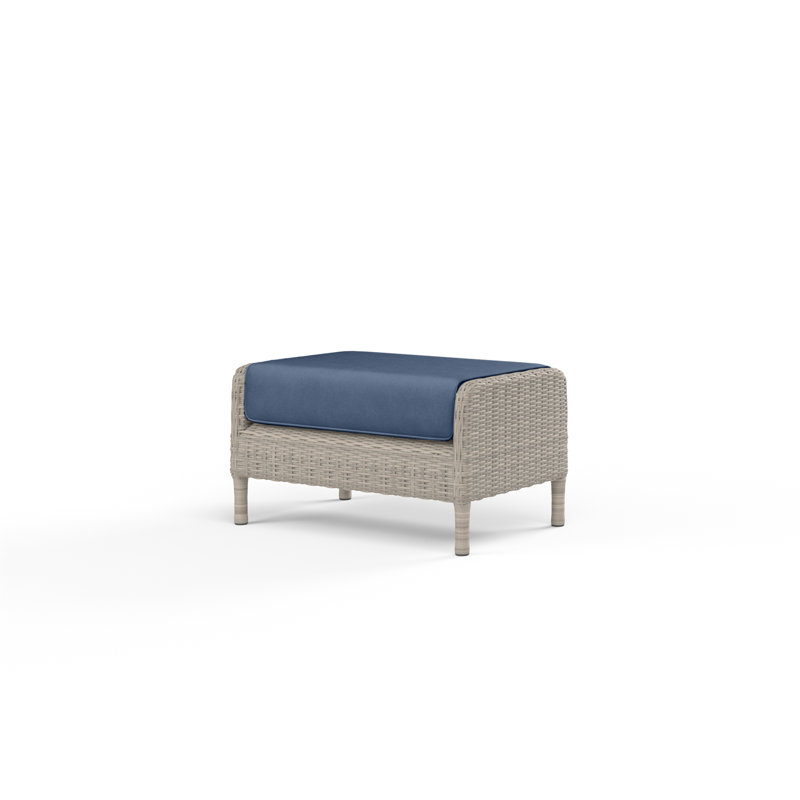 Manhattan Wicker Outdoor Ottoman with Sunbrella® Cushion, Echo Midnight Sunbrella®