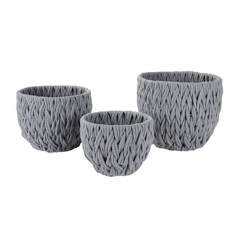Cotton Rope Basket Set, Gray