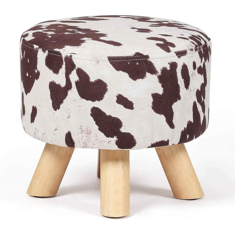 Darlington 11.2" Wide Round Ottoman, Brown Cow